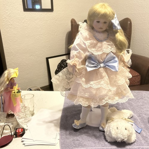 Porcelain doll linda blonde - doll,