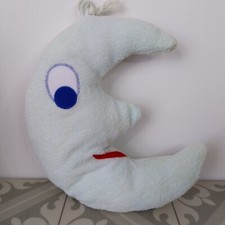 Vintage Mothercare Moon Towelling Soft Toy Rattle Mint Blue Green