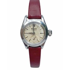 1950's Rolex Oyster Speedking Precision Watch in Red Leather Strap