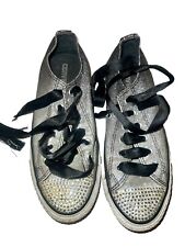 Converse Silver And Rhinestone Sneakers Size 5 Wore 3 Times Great Condition