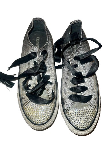 Converse silver and rhinestone - converse,