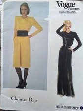Vogue Patterns Paris Original 2772 Christian Dior Dress & Sash Size 14 Uncut 80s