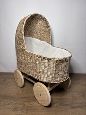 Wicker Pram Crib Cot For Dolls