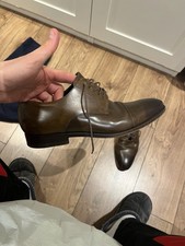 VERO CUOIO Mens Hand Made Brown Leather Italian Shoes Size EU 42 Uk8