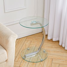 Small Tempered Glass Coffee Tea Table Sofa Side End Display Stand Laptop Desk UK