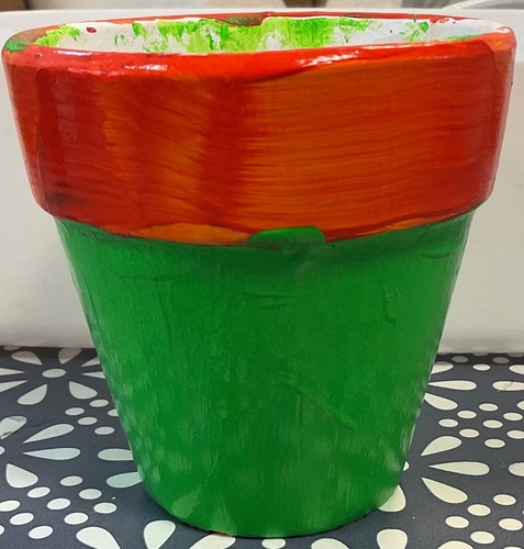 Hand painted terracotta - painted, plant