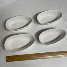 Set Of 4 White Vintage Stoneware Serving Side Dishes