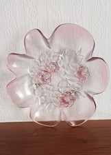 Vintage Glass Bowl Rose Pink Petal Shape Hand Crafted 8.5 Inch Beautiful Piece