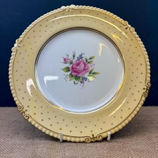 VINTAGE AYNSLEY ENGLAND BONE CHINA YELLOW & ROSE 7644 DINNER PLATE - 27cm