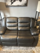 Black Leather Sofa Set 2-Seater Recline Sofas