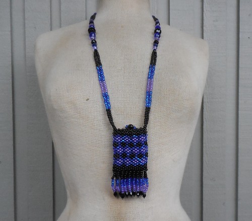 Beaded necklace pouch - beaded,