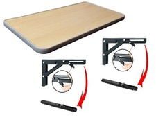 SMALL MAPLE FOLDING SHELF & GREY TRIM + BRACKETS - Caravan/Campervan