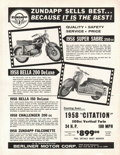 1958 zundapp super sabre - zundapp, 250cc