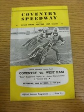 1967 speedway programme - 14/10/1967,