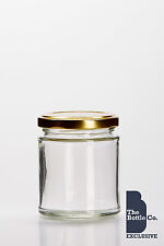 64 x 190ml / approx 8oz JAM JAR  PICKLE CHUTNEY ROUND C/W CHOICE OF LID COLOUR