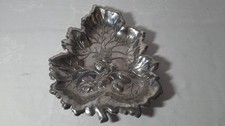 Vintage STRAWBERRY LEAF  Pressed Metal Serving Plate / Platter