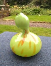 Retro Funky Psychedelic Green & Orange Gourd Glass Vase 20.5cm High