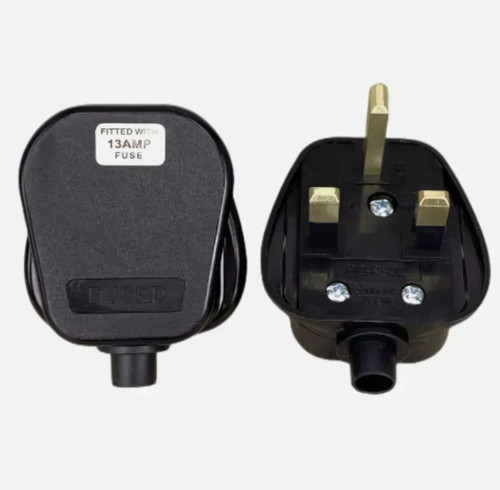 Black mains plug 13a - 13a, uk