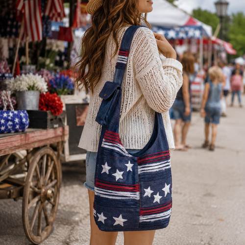 American flag hobo bag - american,