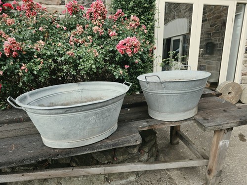 Two 1950 galvanised baths - , /