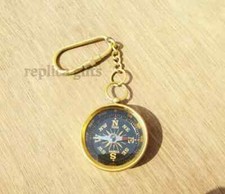 Nautical Brass Pocket Compass Key Chain Antique Handmade Key Ring SOLID BRASS