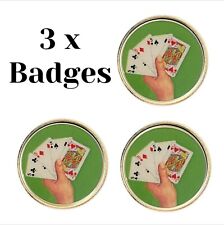 3 x Cribbage Cards (BU2) Lapel Pin Badges