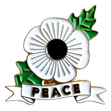White Flower Peace Pin Badge