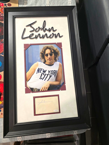 John lennon framed autograph - john,