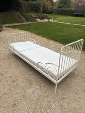 IKEA White Minnen Extendable Kids Bed White Metal Frame With Wooden Slats