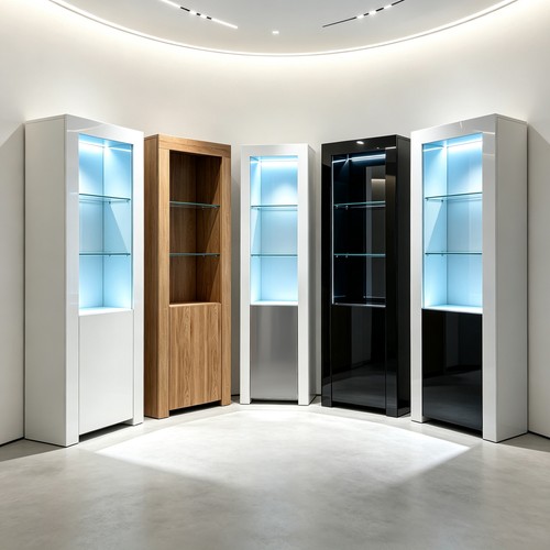 Tall display cabinet with - display, high