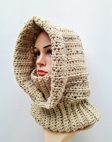 Wool blend crochet hooded - wool,