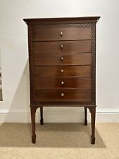 Antique Edwardian Mahogany Six Drawer Music Cabinet Drop Front Drawers Brass