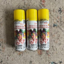 Yellow Fluorescent Hairspray X3 Halloween Party Fancy Dress Costume Rubies Spray