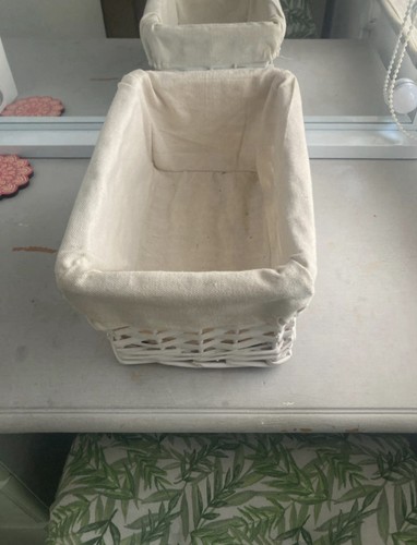 White wicker storage basket - wicker,