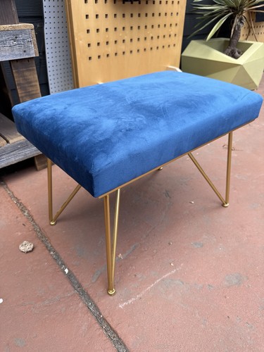 Blue velvet bench - blue,