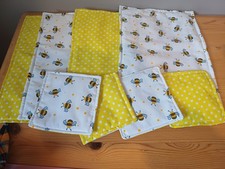4x Handmade Quilted Bee Placemats And Coasters