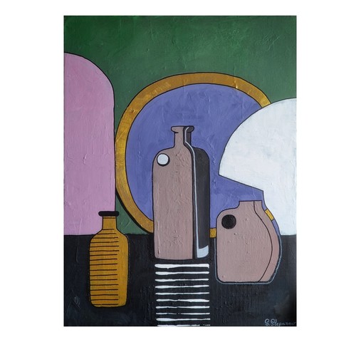 Framed abstract acrylic - ,
