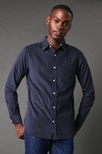 Maine Mens Button-Up Shirt Blue Corduroy Long Sleeve Casual Regular Fit