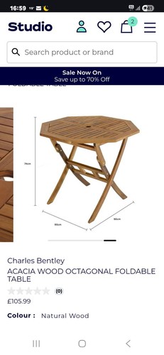 Acacia wood octagonal - acacia, folding