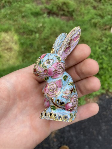 Vintage cloisonne enamel bunny - cloisonne,