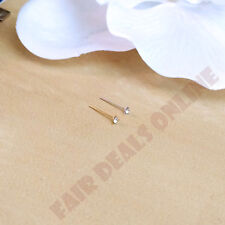 Thin Delicate 0.5 Diamante Clear Silver Gold Triangle Nose Pin Stud Straight End