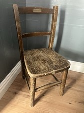 Solid Wood Church Chair, Old chapel Chair, Small Vintage Solid Wood Chair