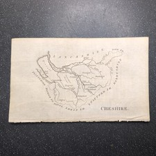 Original 1800 Cheshire Outline County Map from England Delineated