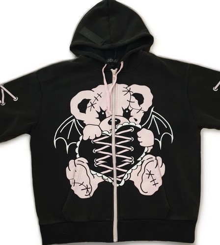 Black pink teddy bear - black,