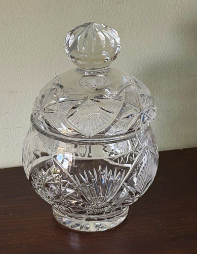 Crystal cut glass etched