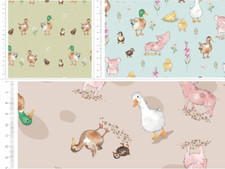 Crafts Fabrics 100% Cotton Farmyard Friends Family Cotton 110cm Wide Fabric
