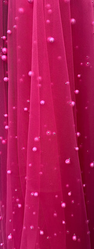 Fuchsia pearls tulle beads - fuchsia,
