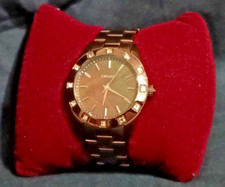 DKNY NY-8663 Ladies Metallic Brown Steel Bracelet Bling Watch - VGC/Working