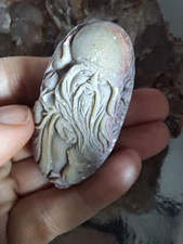 Unusual Vintage Chinese Hardstone / Jade Carving Dragon Priest Monk