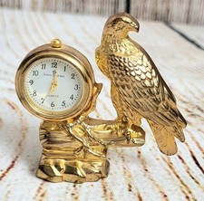 Louis Jordan Vintage 2000s Miniture Gold Coloured Parrot Clock